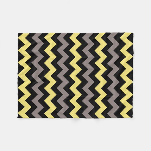 Trendy Yellow Grey Black Zickzack Pattern Fleecedecke (Vorderseite (Horizontal))