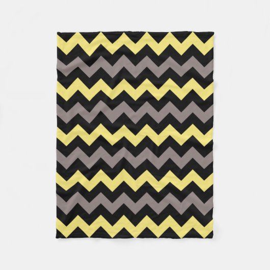 Trendy Yellow Grey Black Zickzack Pattern Fleecedecke (Vorderseite)