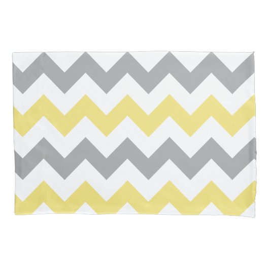 Trendy Yellow Grey Zickzack Pattern Kissenbezug (Vorderseite)