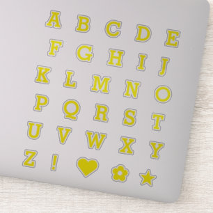 Trendy Yellow Letters   Monogram Alphabet Stickers Aufkleber