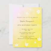 Trendy Yellow Niedlich Daisies Girl Birthday Party Einladung (Vorderseite)