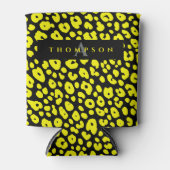 Trendy Yellow Safari Jaguar Print Pattern Name Dosenkühler (Vorderseite)