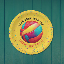 Trendy Yellow Sport All-Star Basketball Geburtstag Pappteller