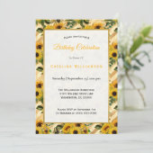 Trendy Yellow Sunflower Bees Stripe Birthday Einladung (Stehend Vorderseite)