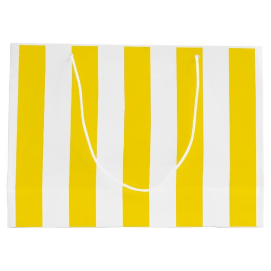 Trendy Yellow White Stripes Modernes Elegantes Große Geschenktüte (Rückseite)