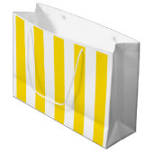 Trendy Yellow White Stripes Modernes Elegantes Große Geschenktüte (Vorderseite Schrägansicht)