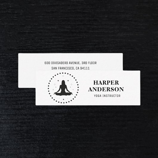 Trendy Yoga Instructor Berufliches Logo Business Mini Visitenkarte