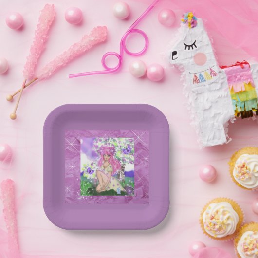 Trendy Young Girls mit Blume Paper Party Teller (Party)