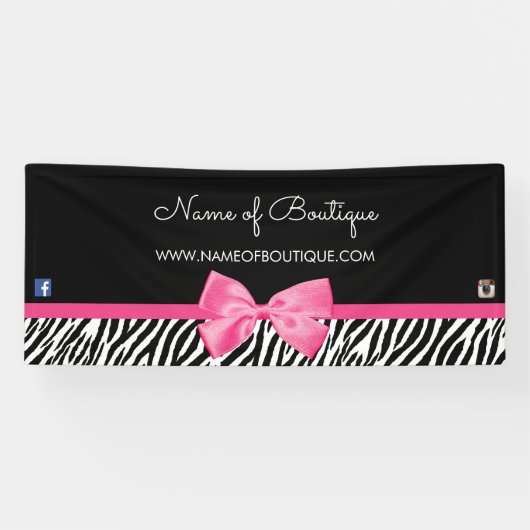 Trendy Zebra-Druck und Chic-Rosa beugen Butike 6 Banner (Horizontal)