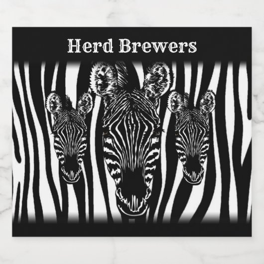 Trendy Zebra Herd auf Zebra Print Bierflaschenetikett (Einzelnes Label)