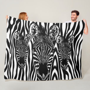 Trendy Zebra Herd auf Zebra Print Fleecedecke
