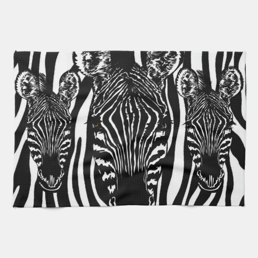 Trendy Zebra Herd auf Zebra Print Geschirrtuch (Horizontal)