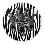 Trendy Zebra Herd auf Zebra Print Keramikknauf (Vorderseite)