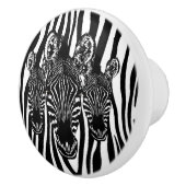 Trendy Zebra Herd auf Zebra Print Keramikknauf (Rechts)