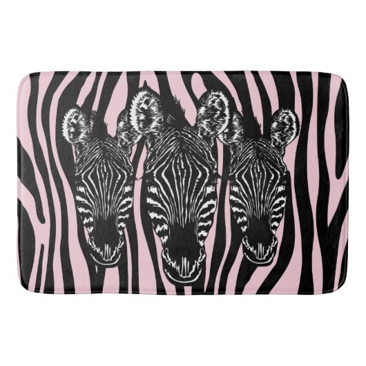 Trendy Zebra Herd auf Zebra Print Pink Badematte (Vorderseite)