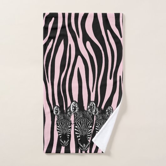 Trendy Zebra Herd auf Zebra Print Pink Badhandtuch Set (Handtuch)