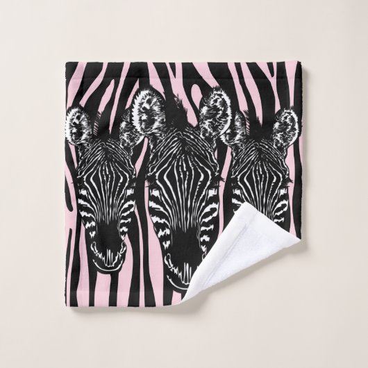 Trendy Zebra Herd auf Zebra Print Pink Badhandtuch Set (Waschlappen)