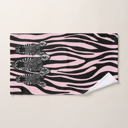 Trendy Zebra Herd auf Zebra Print Pink Badhandtuch Set (Handtuch)