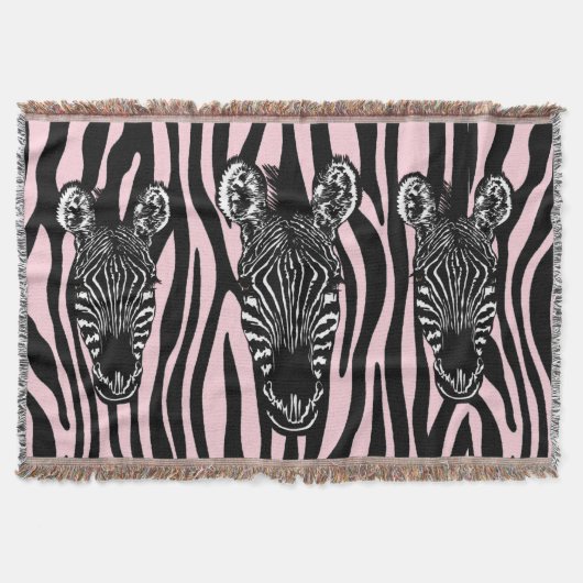 Trendy Zebra Herd auf Zebra Print Pink Decke (Vorderseite)