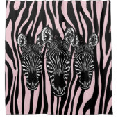 Trendy Zebra Herd auf Zebra Print Pink Duschvorhang (Vorderseite)