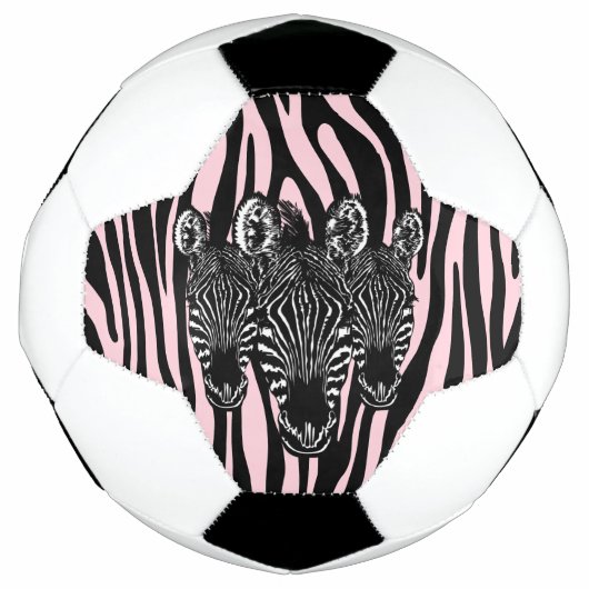 Trendy Zebra Herd auf Zebra Print Pink Fußball (Vorderseite)