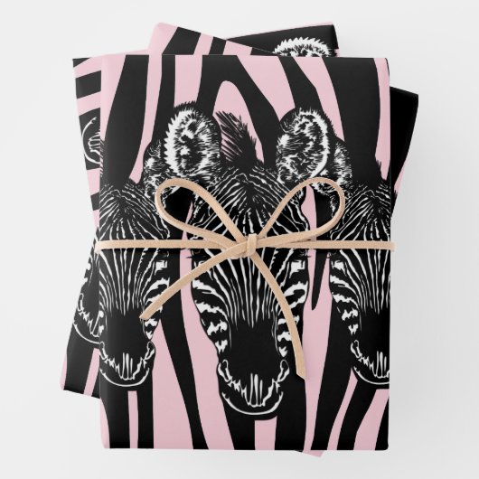 Trendy Zebra Herd auf Zebra Print Pink Geschenkpapier Set (Beispiel)