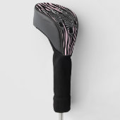 Trendy Zebra Herd auf Zebra Print Pink Golf Headcover (angewinkelt)