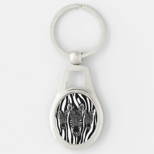 Trendy Zebra Herd auf Zebra Print Schlüsselanhänger (Vorderseite)