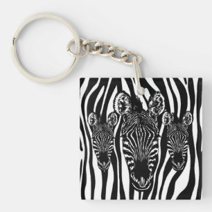 Trendy Zebra Herd auf Zebra Print Schlüsselanhänger