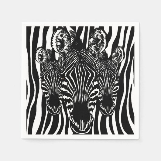 Trendy Zebra Herd auf Zebra Print Serviette (Vorderseite)