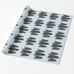 Trendy Zebra Herd on Blue Geschenkpapier