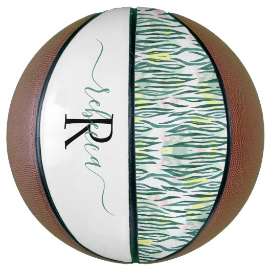 Trendy Zebra Pattern | Monogramm Basketball (Vertikal)