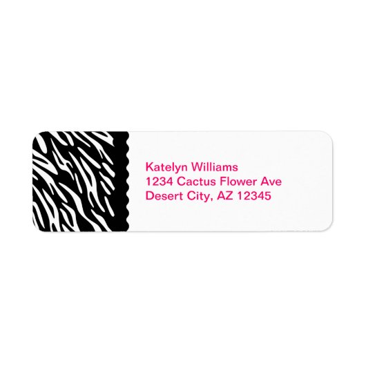 Trendy Zebra Personalisiert Address Label (Vorne)