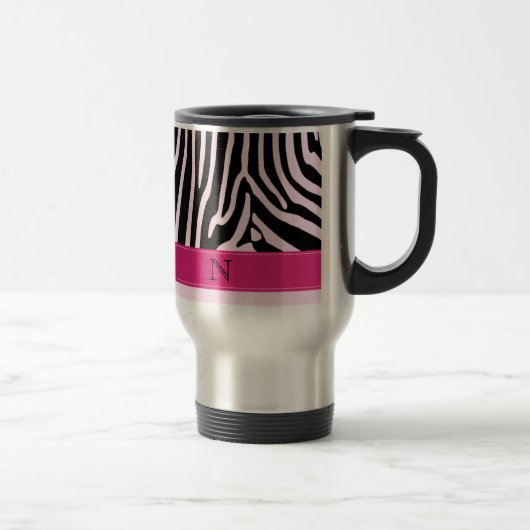 Trendy zebra pink monogram reisebecher (Rechts)