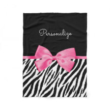 Trendy Zebra Print Chic Hot Pink Bow und Name