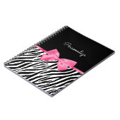Trendy Zebra Print Chic Hot Pink Bow und Name Notizblock (Linke Seite)