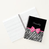 Trendy Zebra Print Chic Hot Pink Bow und Name Notizblock (Innenseite)