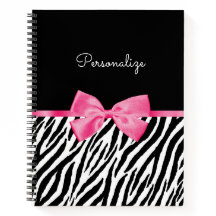 Trendy Zebra Print Chic Hot Pink Bow und Name