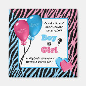 Trendy Zebra Print Gender Reveal Baby Dusche Magnet (Vorne)