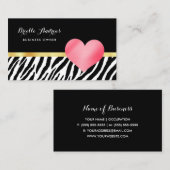 Trendy Zebra Print mit Niedlichem Hot-Pink-Herz Visitenkarte (Vorne/Hinten)