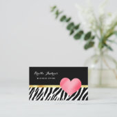 Trendy Zebra Print mit Niedlichem Hot-Pink-Herz Visitenkarte (Stehend Vorderseite)
