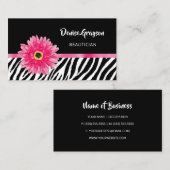 Trendy Zebra Print mit rosa Gerbera Daisy Blume Visitenkarte (Vorne/Hinten)