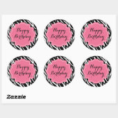 Trendy Zebra Print Pink Happy Birthday Stickers (Blatt)