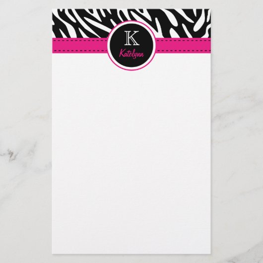 Trendy Zebra Stripes mit Monogramm stationäres Briefpapier (Vorderseite)