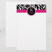 Trendy Zebra Stripes mit Monogramm stationäres Briefpapier (Vorne/Hinten)