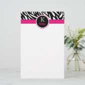 Trendy Zebra Stripes mit Monogramm stationäres Briefpapier (Stehend Vorderseite)