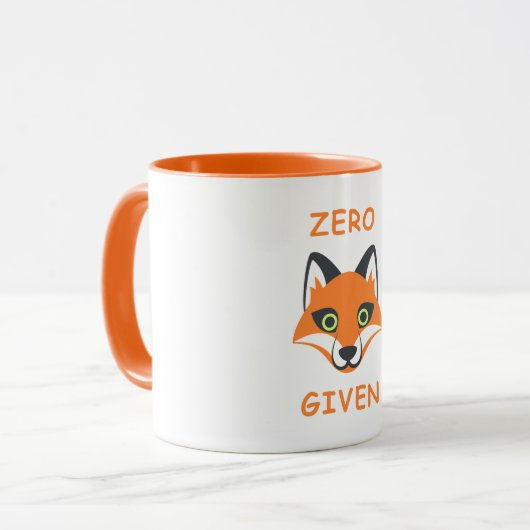 Trendy Zero Fox in der Phrase Emoji Cartoon Tasse (Vorderseite Links)