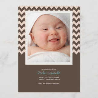 Trendy Zickzack Baby Girl Birth Ankündigung