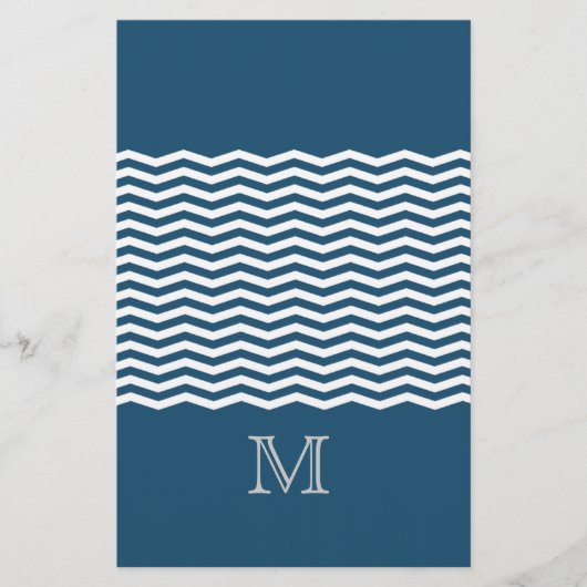 Trendy Zickzack Blue Monogram Briefpapier (Vorderseite)