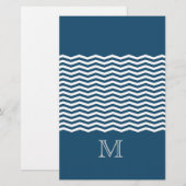 Trendy Zickzack Blue Monogram Briefpapier (Vorne/Hinten)